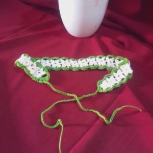 white & green floral hair band